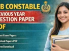 SSB Constable Previous Year Question Paper PDF Free Download